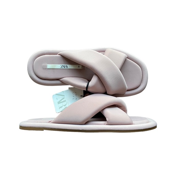 Zara Puff Slides Crisscrossed Sandals - Picture 9 of 13